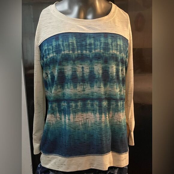 Men’s XL Universal Threads cream color long sleeve crew neck graphic tee shirt - Picture 1 of 13